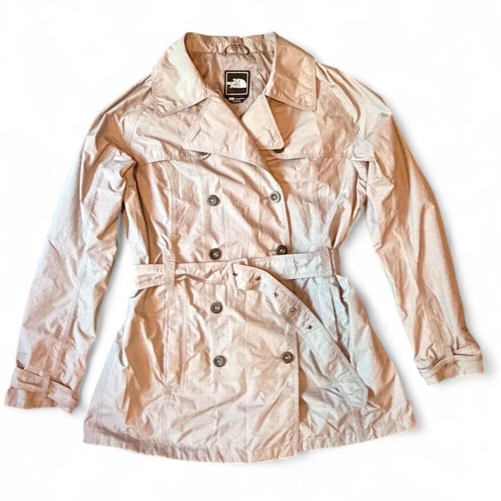 The North Face Women XL Gray Nylon Belted Double Breasted Trench Coat